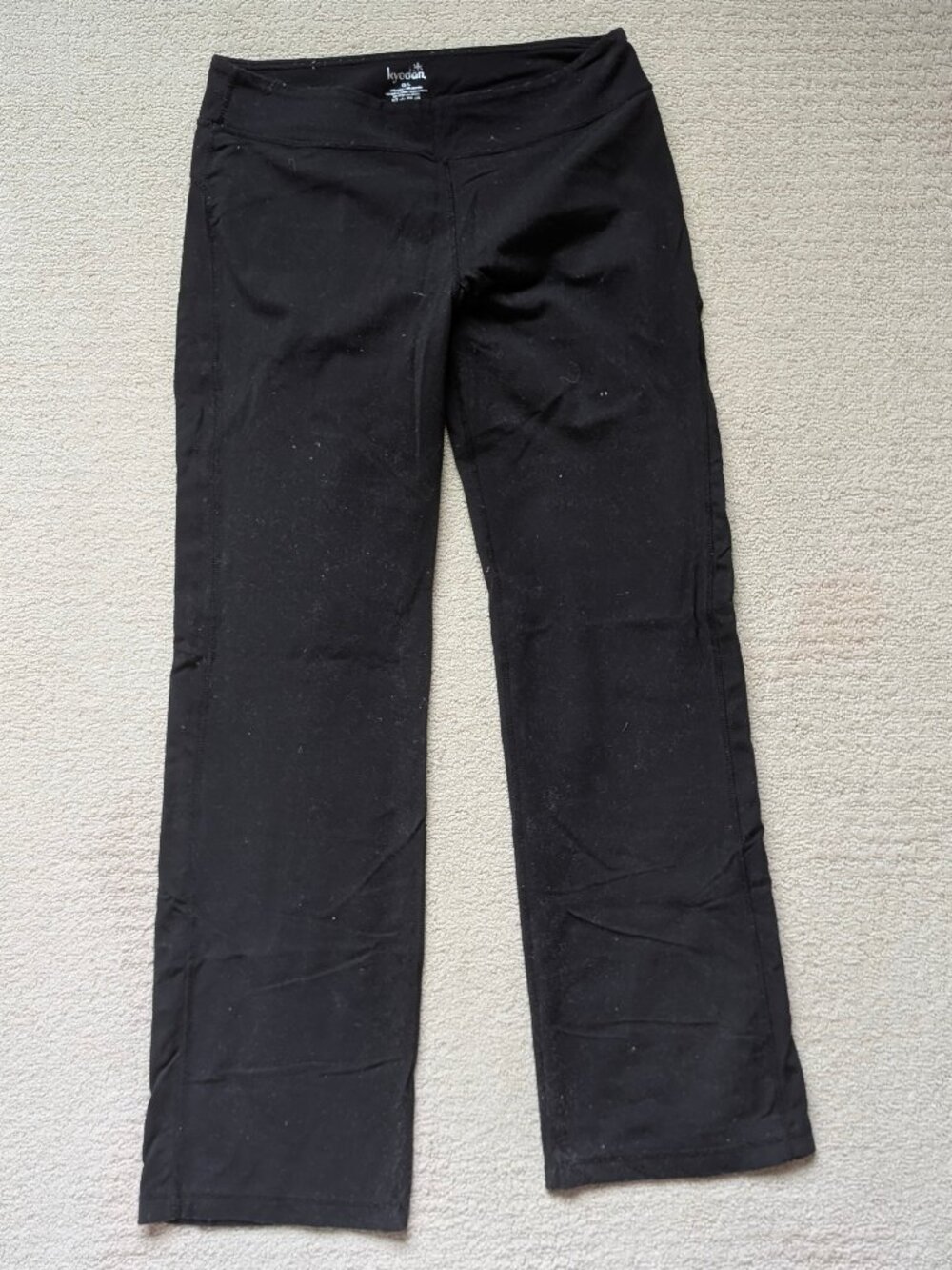 Kyodan Women's Large Wide Leg Straight 32" Long Black Yoga Pants mid rise Lounge